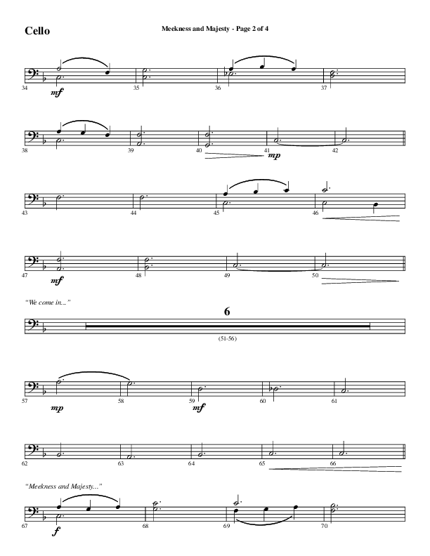 Meekness And Majesty (Choral Anthem SATB) Cello (Word Music Choral / Arr. Phil Nitz)
