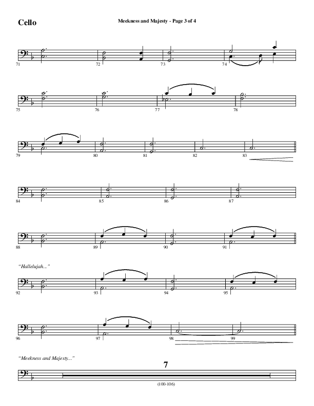 Meekness And Majesty (Choral Anthem SATB) Cello (Word Music Choral / Arr. Phil Nitz)