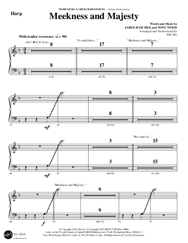 Meekness And Majesty (Choral Anthem SATB) Harp (Word Music Choral / Arr. Phil Nitz)