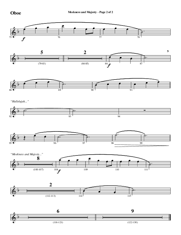 Meekness And Majesty (Choral Anthem SATB) Oboe (Word Music Choral / Arr. Phil Nitz)
