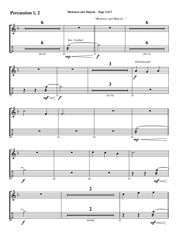 Meekness And Majesty (Choral Anthem SATB) Percussion 1/2 (Word Music Choral / Arr. Phil Nitz)