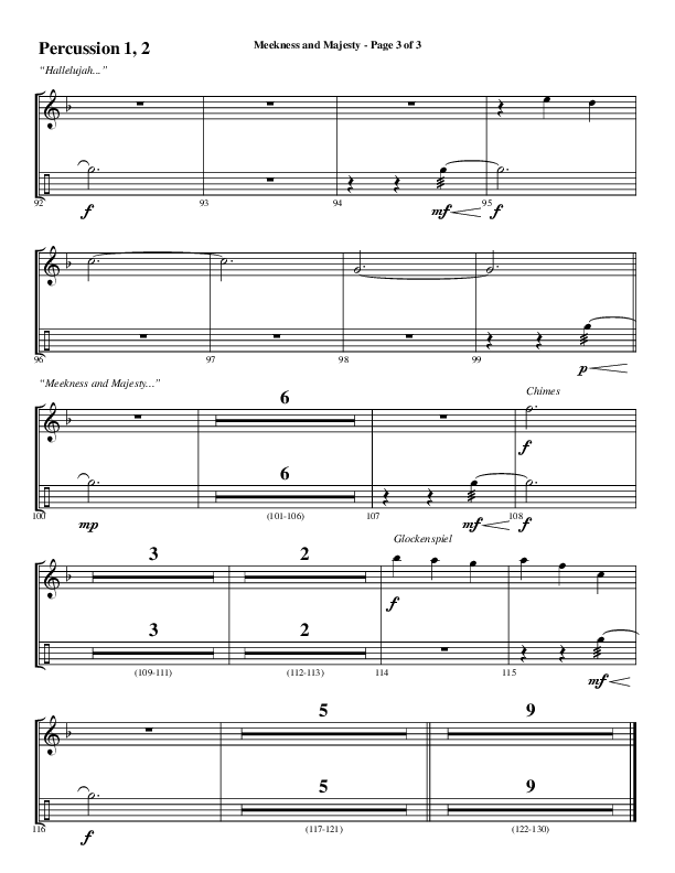 Meekness And Majesty (Choral Anthem SATB) Percussion 1/2 (Word Music Choral / Arr. Phil Nitz)