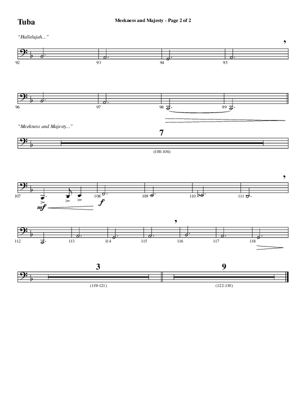 Meekness And Majesty (Choral Anthem SATB) Tuba (Word Music Choral / Arr. Phil Nitz)