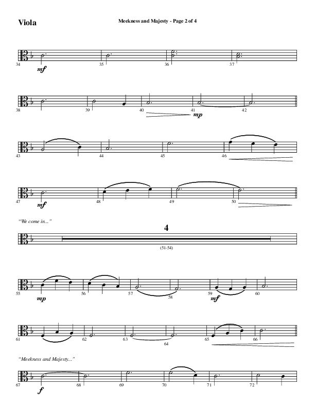 Meekness And Majesty (Choral Anthem SATB) Viola (Word Music Choral / Arr. Phil Nitz)
