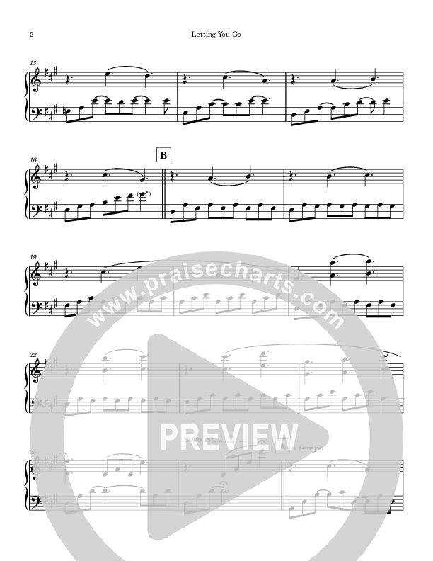 Letting You Go Piano Sheet (Alstad)