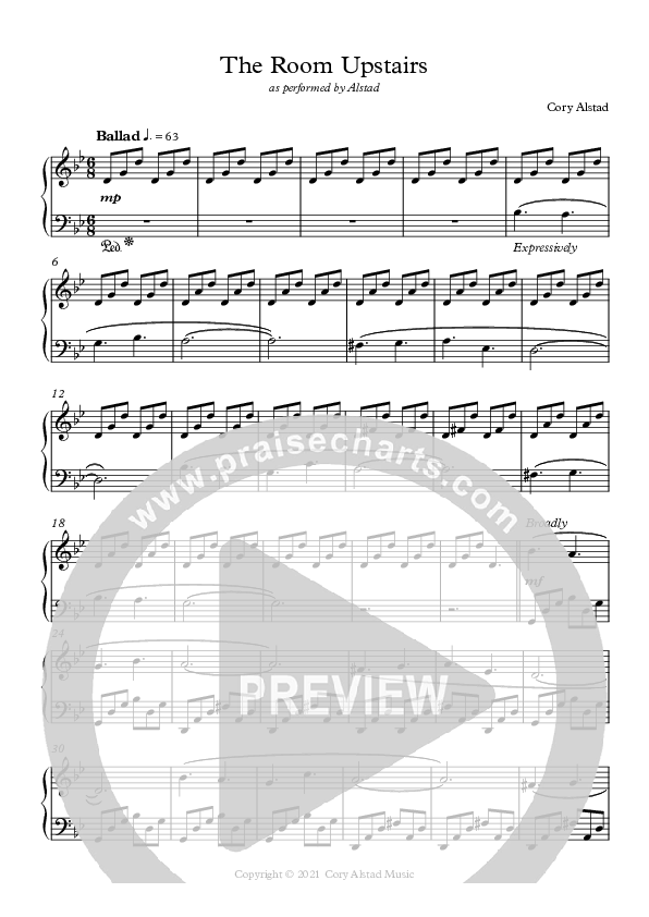 The Room Upstairs Piano Sheet (Alstad)