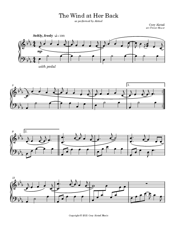 The Wind At Her Back Piano Sheet (Alstad)