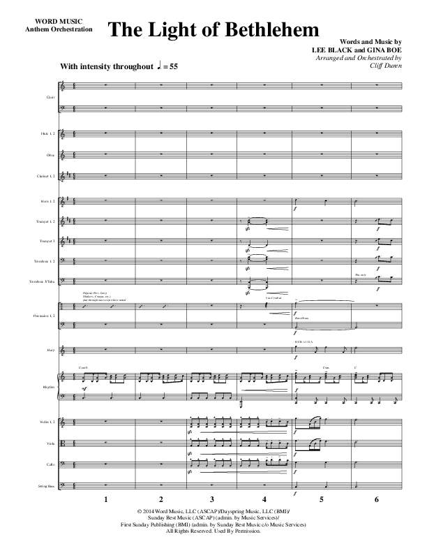 The Light Of Bethlehem (Choral Anthem SATB) Orchestration (Word Music Choral / Arr. Cliff Duren)