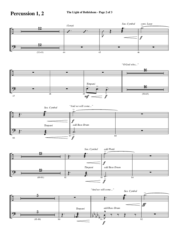 The Light Of Bethlehem (Choral Anthem SATB) Percussion 1/2 (Word Music Choral / Arr. Cliff Duren)