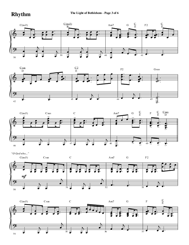 The Light Of Bethlehem (Choral Anthem SATB) Rhythm Chart (Word Music Choral / Arr. Cliff Duren)