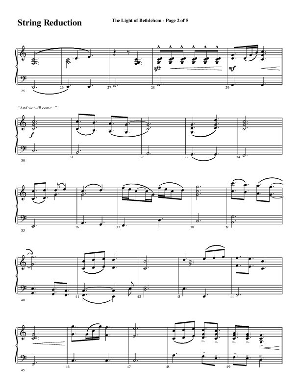 The Light Of Bethlehem (Choral Anthem SATB) String Reduction (Word Music Choral / Arr. Cliff Duren)