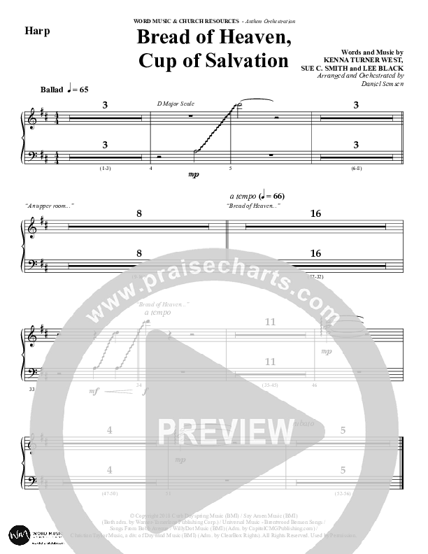 Bread Of Heaven Cup Of Salvation (Choral Anthem SATB) Harp (Word Music Choral / Arr. Daniel Semsen)