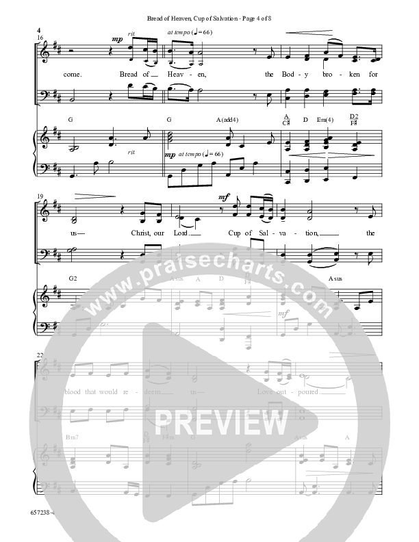 Bread Of Heaven Cup Of Salvation (Choral Anthem SATB) Anthem (SATB/Piano) (Word Music Choral / Arr. Daniel Semsen)