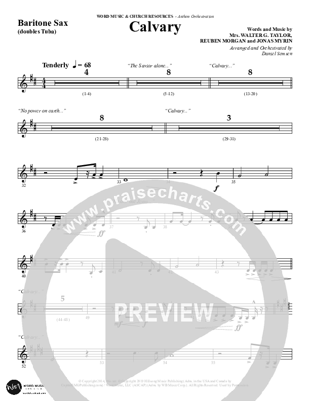 Calvary (Choral Anthem SATB) Bari Sax (Word Music Choral / Arr. Daniel Semsen)