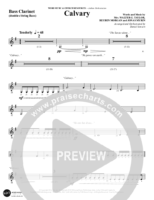Calvary (Choral Anthem SATB) Bass Clarinet (Word Music Choral / Arr. Daniel Semsen)