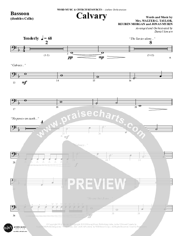 Calvary (Choral Anthem SATB) Bassoon (Word Music Choral / Arr. Daniel Semsen)