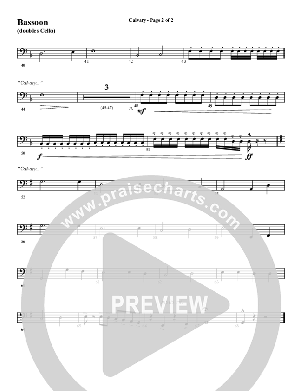 Calvary (Choral Anthem SATB) Bassoon (Word Music Choral / Arr. Daniel Semsen)