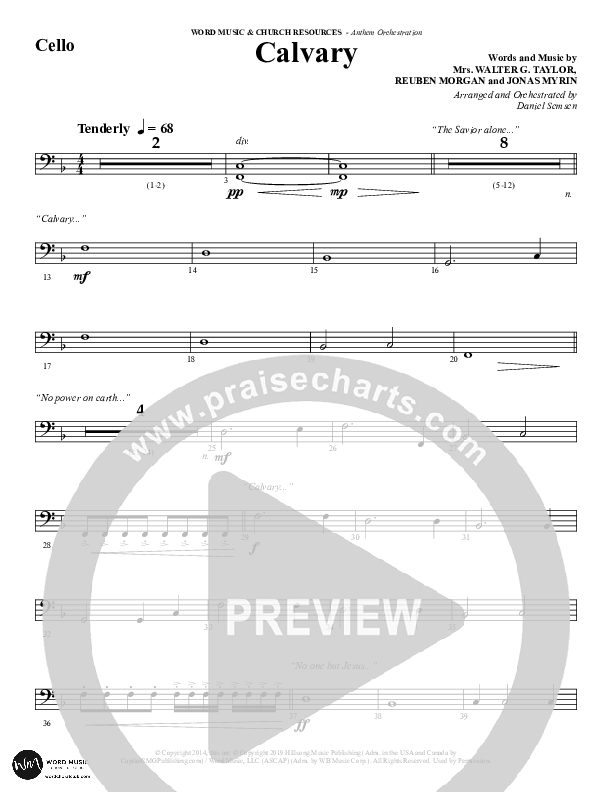 Calvary (Choral Anthem SATB) Cello (Word Music Choral / Arr. Daniel Semsen)