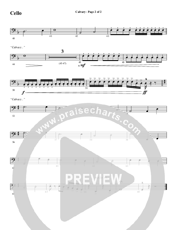 Calvary (Choral Anthem SATB) Cello (Word Music Choral / Arr. Daniel Semsen)