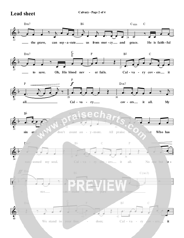 Calvary (Choral Anthem SATB) Lead Sheet (Melody) (Word Music Choral / Arr. Daniel Semsen)