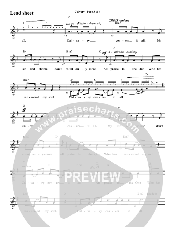 Calvary (Choral Anthem SATB) Lead Sheet (Melody) (Word Music Choral / Arr. Daniel Semsen)