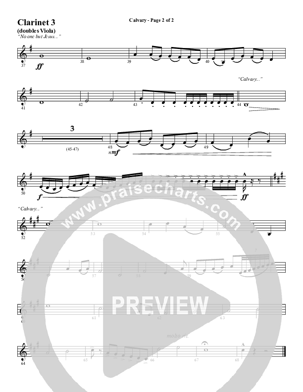 Calvary (Choral Anthem SATB) Clarinet 3 (Word Music Choral / Arr. Daniel Semsen)