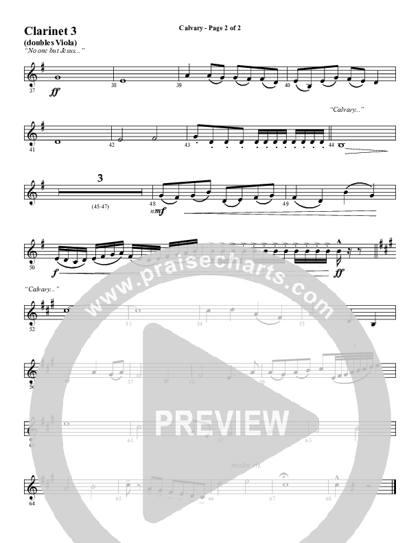 Calvary (Choral Anthem SATB) Clarinet 3 (Word Music Choral / Arr. Daniel Semsen)