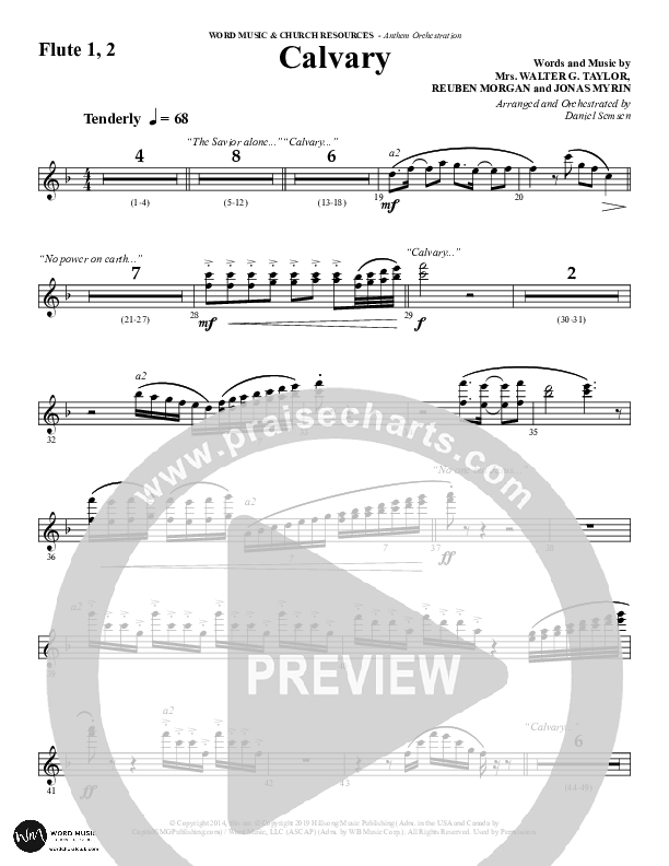 Calvary (Choral Anthem SATB) Flute 1/2 (Word Music Choral / Arr. Daniel Semsen)