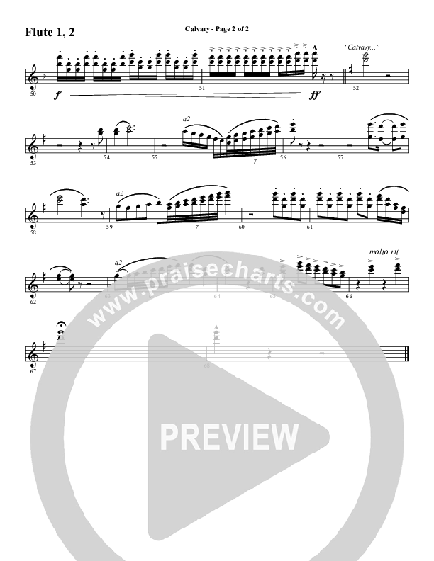 Calvary (Choral Anthem SATB) Flute 1/2 (Word Music Choral / Arr. Daniel Semsen)