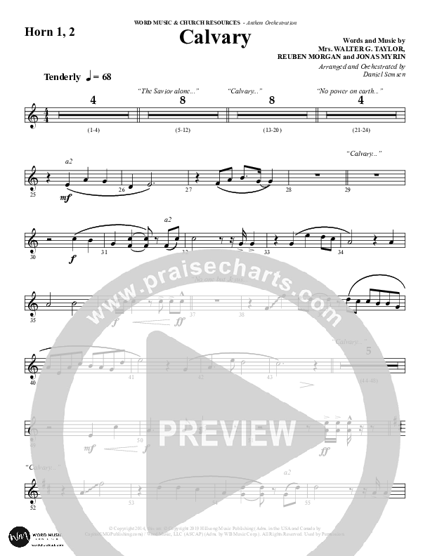 Calvary (Choral Anthem SATB) French Horn 1/2 (Word Music Choral / Arr. Daniel Semsen)