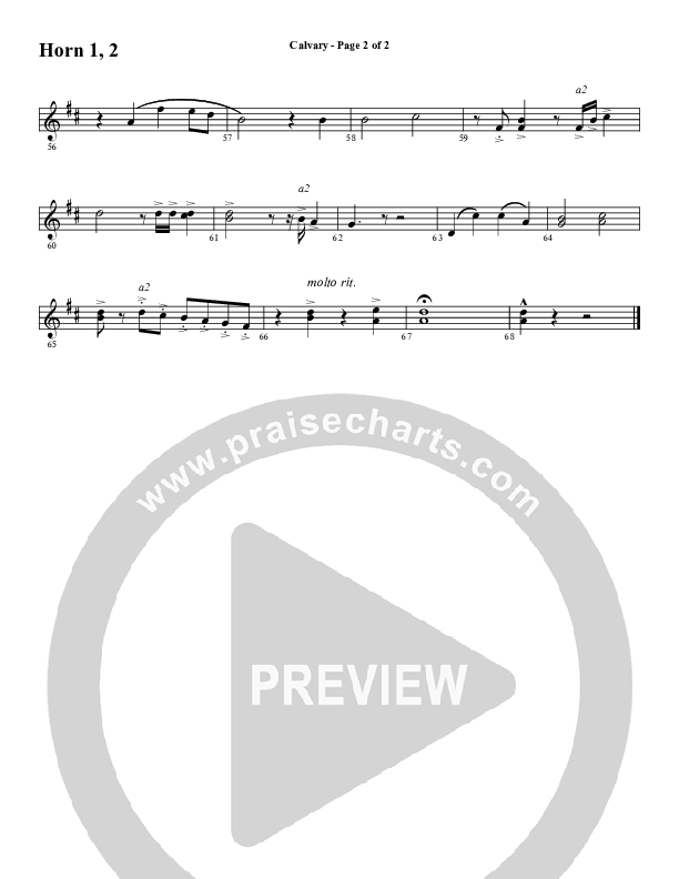 Calvary (Choral Anthem SATB) French Horn 1/2 (Word Music Choral / Arr. Daniel Semsen)