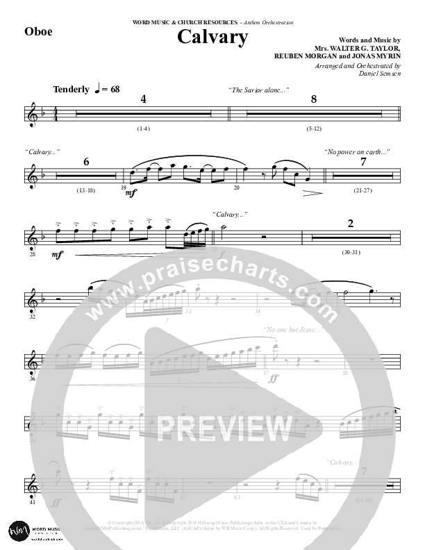 Calvary (Choral Anthem SATB) Oboe (Word Music Choral / Arr. Daniel Semsen)