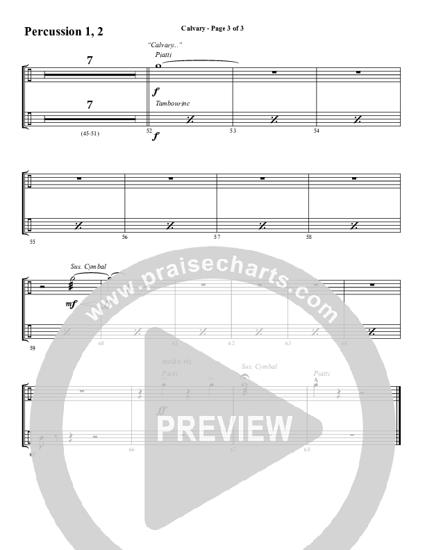 Calvary (Choral Anthem SATB) Percussion 1/2 (Word Music Choral / Arr. Daniel Semsen)