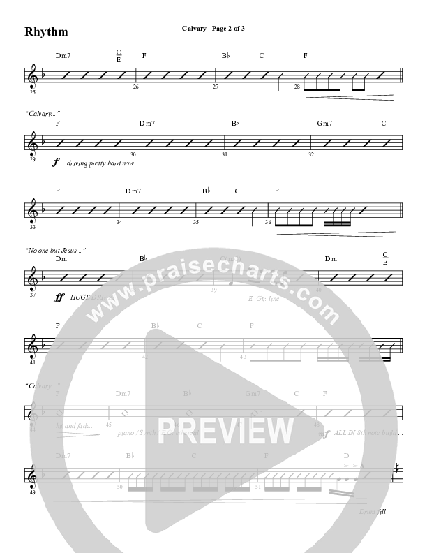 Calvary (Choral Anthem SATB) Rhythm Chart (Word Music Choral / Arr. Daniel Semsen)