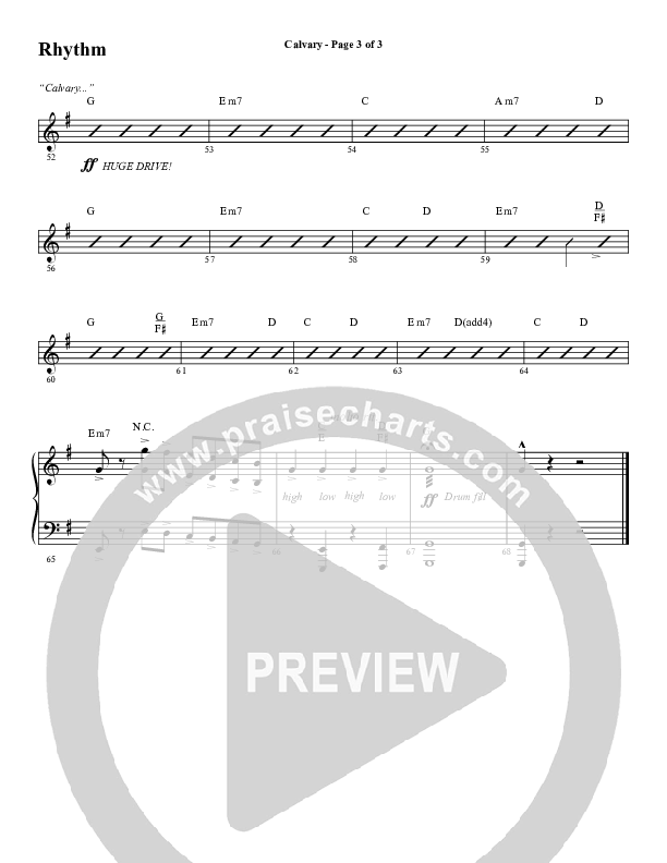 Calvary (Choral Anthem SATB) Rhythm Chart (Word Music Choral / Arr. Daniel Semsen)