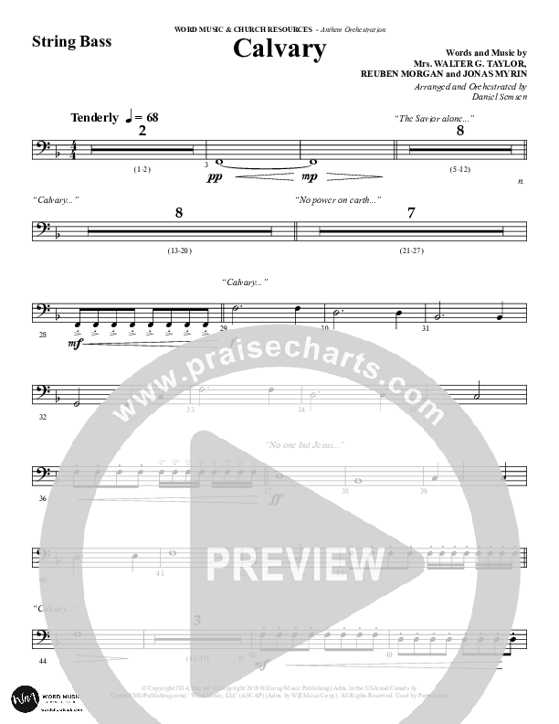 Calvary (Choral Anthem SATB) String Bass (Word Music Choral / Arr. Daniel Semsen)
