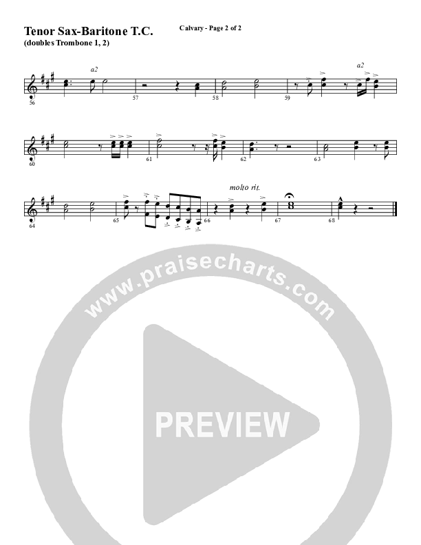 Calvary (Choral Anthem SATB) Tenor Sax/Baritone T.C. (Word Music Choral / Arr. Daniel Semsen)