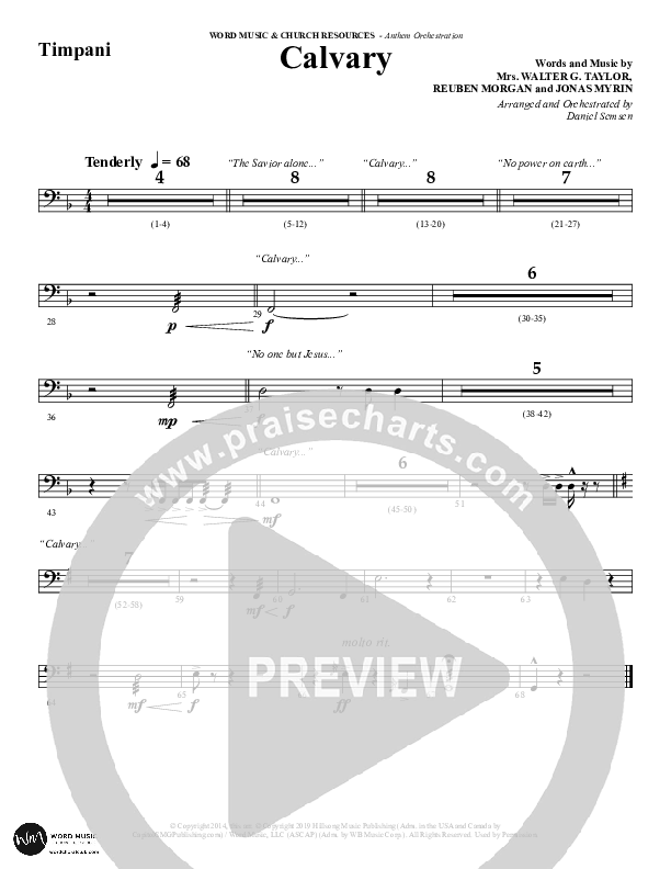 Calvary (Choral Anthem SATB) Timpani (Word Music Choral / Arr. Daniel Semsen)