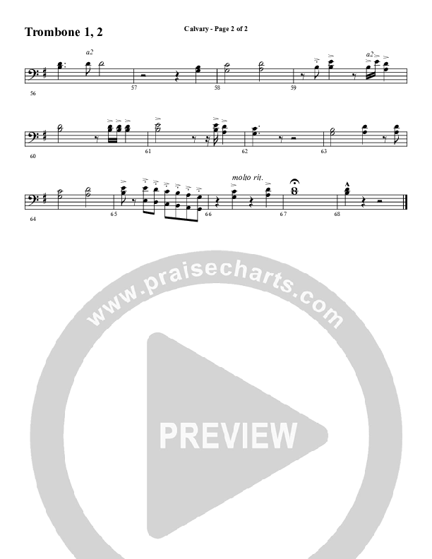Calvary (Choral Anthem SATB) Trombone 1/2 (Word Music Choral / Arr. Daniel Semsen)
