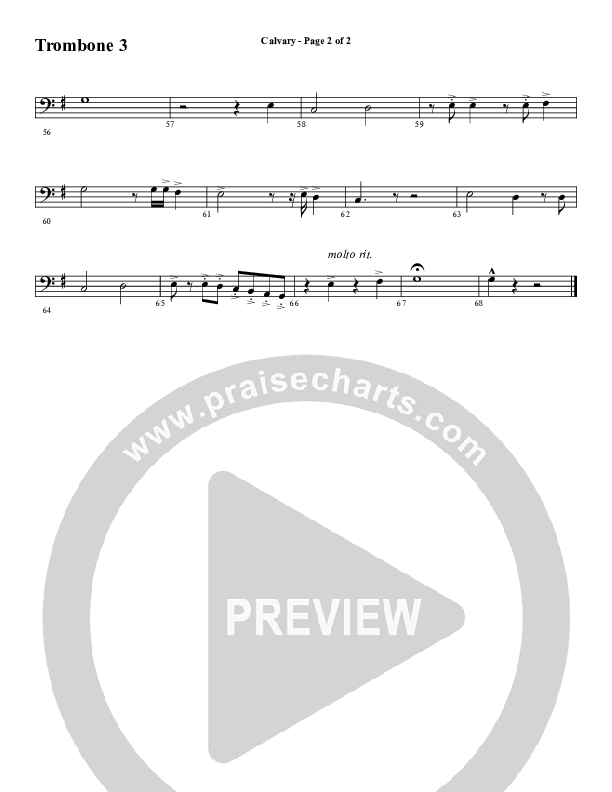 Calvary (Choral Anthem SATB) Trombone 3 (Word Music Choral / Arr. Daniel Semsen)