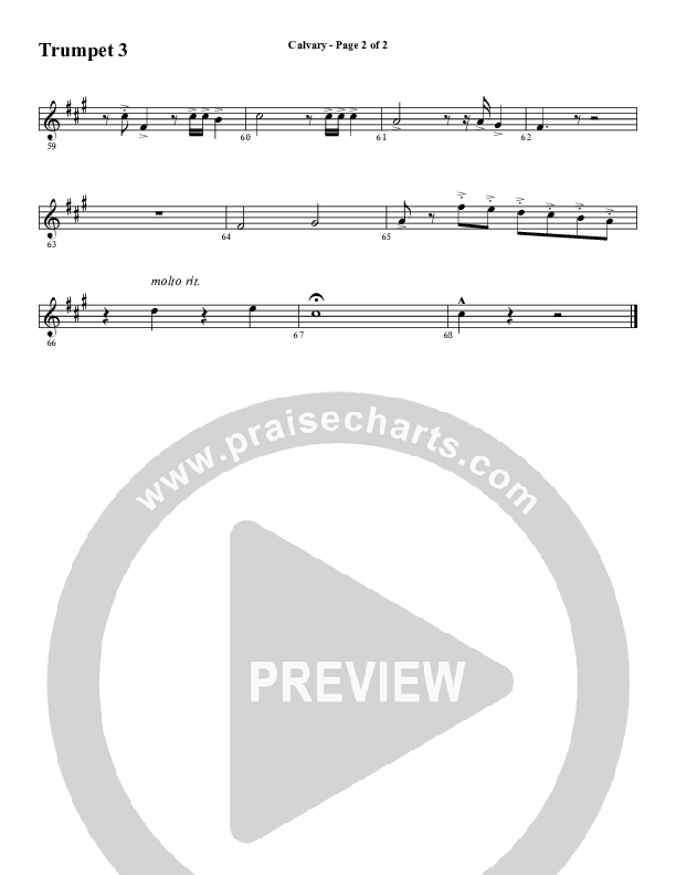 Calvary (Choral Anthem SATB) Trumpet 3 (Word Music Choral / Arr. Daniel Semsen)