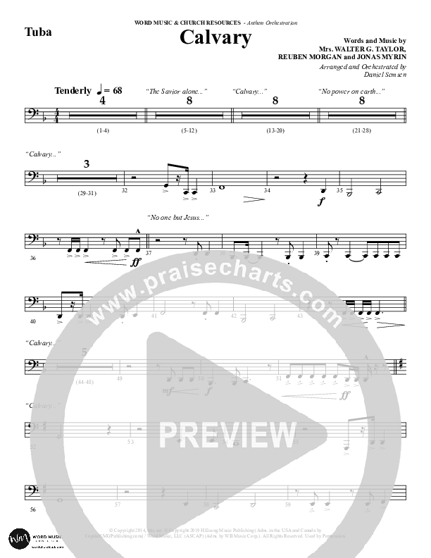 Calvary (Choral Anthem SATB) Tuba (Word Music Choral / Arr. Daniel Semsen)