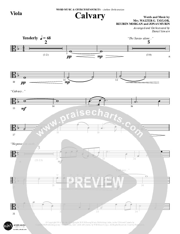 Calvary (Choral Anthem SATB) Viola (Word Music Choral / Arr. Daniel Semsen)