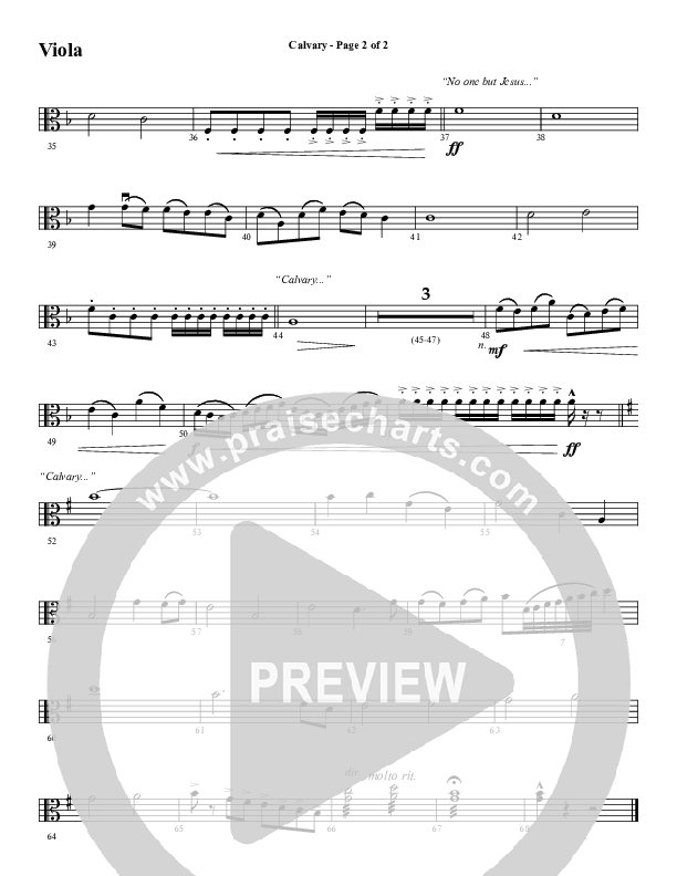 Calvary (Choral Anthem SATB) Viola (Word Music Choral / Arr. Daniel Semsen)