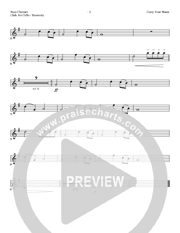 Carry Your Name (Choral Anthem SATB) Bass Clarinet (Arr. Cliff Duren / Lillenas Choral)