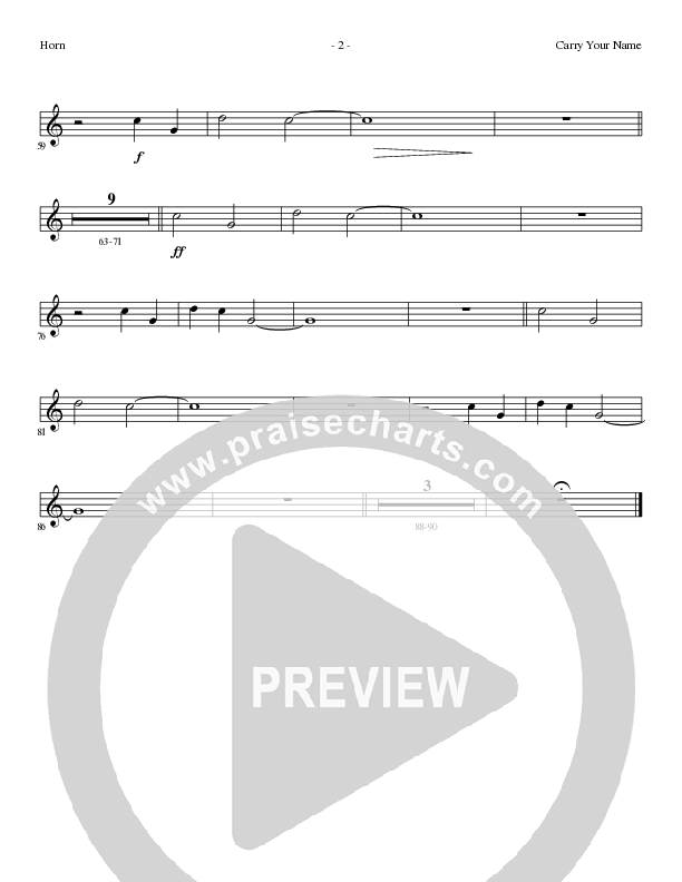 Carry Your Name (Choral Anthem SATB) French Horn (Arr. Cliff Duren / Lillenas Choral)