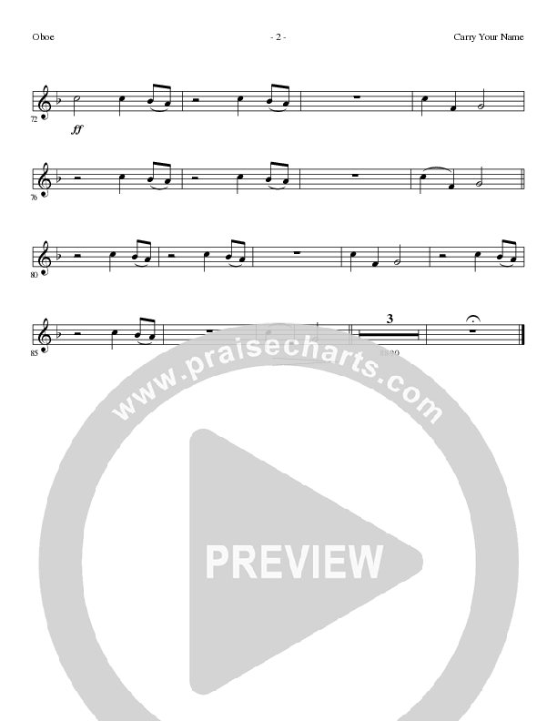 Carry Your Name (Choral Anthem SATB) Oboe (Arr. Cliff Duren / Lillenas Choral)