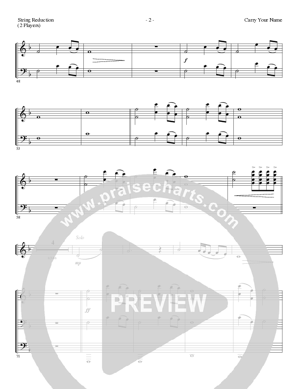 Carry Your Name (Choral Anthem SATB) String Reduction (Arr. Cliff Duren / Lillenas Choral)