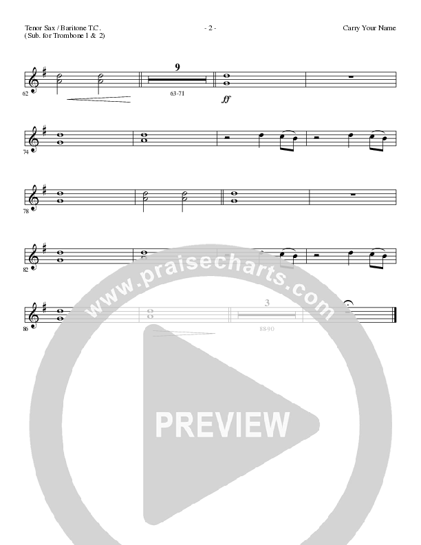 Carry Your Name (Choral Anthem SATB) Tenor Sax/Baritone T.C. (Arr. Cliff Duren / Lillenas Choral)