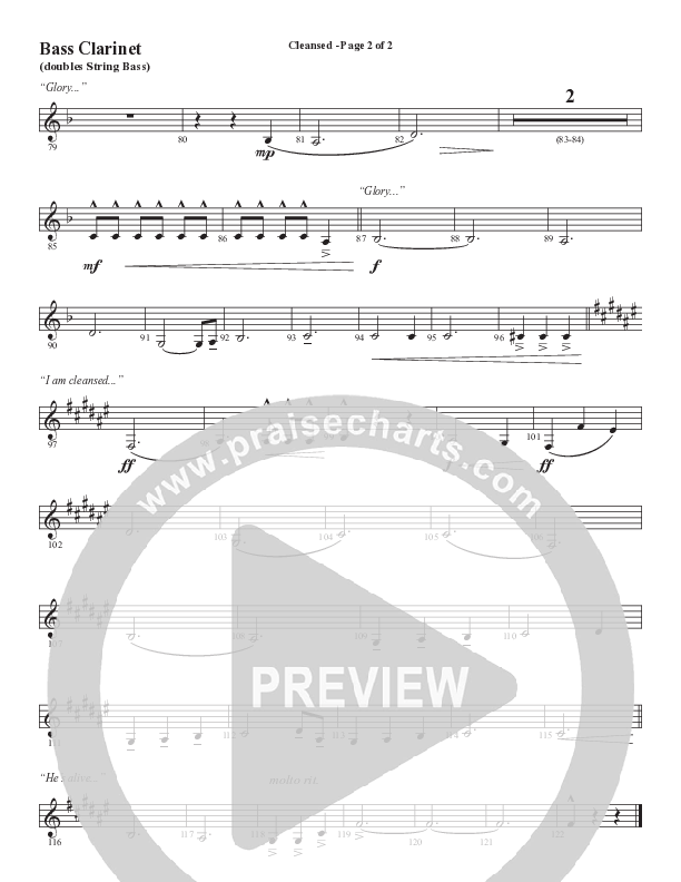 Cleansed (Choral Anthem SATB) Bass Clarinet (Word Music Choral / Arr. Cliff Duren)